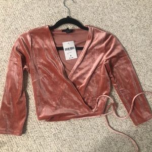 Velvet wrap crop top